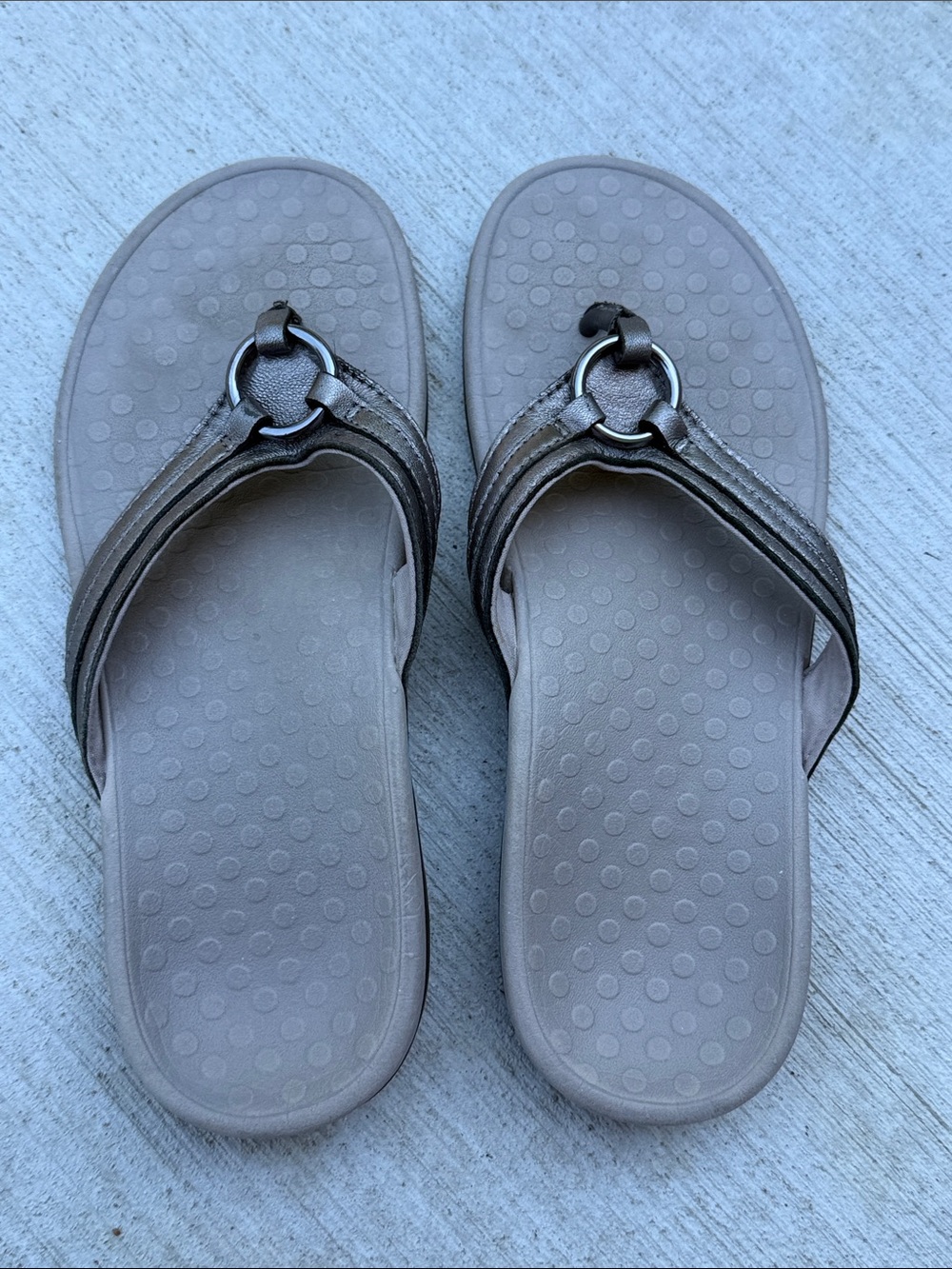 Vionic Tide Aloe Leather Metallic Pewter Sandals Orthotic Comfort Size 9 - Picture 7 of 8
